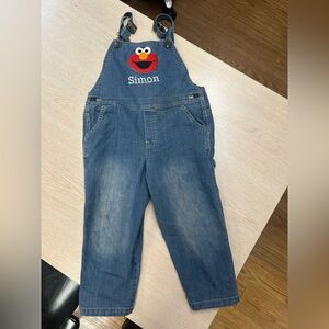 Kids Denim Overalls with Elmo Patch